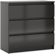 Chest of drawers Simple black matt/black glossy 3S 80 - Chest of Drawers