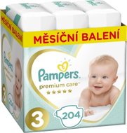PAMPERS Premium Care Size 3 Midi (204 pcs) - monthly pack - Baby Nappies