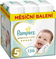 PAMPERS Premium Care size 5 Junior (136 pcs) - monthly pack - Baby Nappies